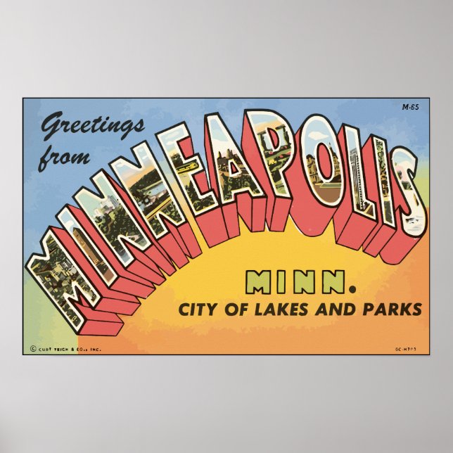 Greetings From Minneapolis Minn., Vintage Poster (Front)