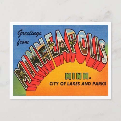 Greetings from Minneapolis Minnesota Travel Postcard
