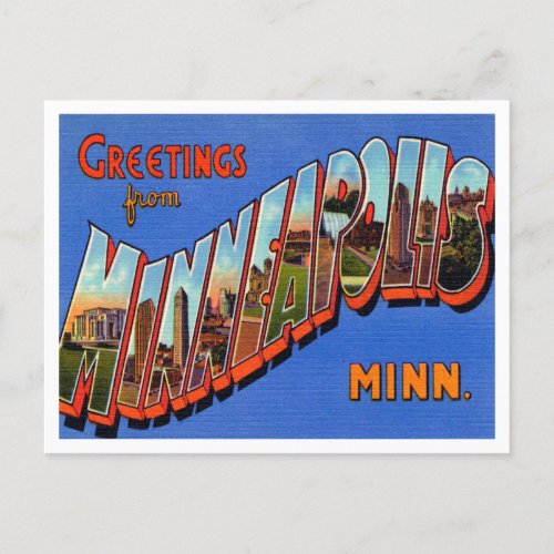 Greetings from Minneapolis Minnesota Travel Postcard