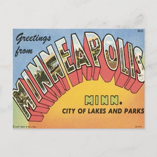 Greetings From Minneapolis Postcard