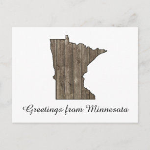 Greetings From Minnesota Country Rustic Wooden Postcard
