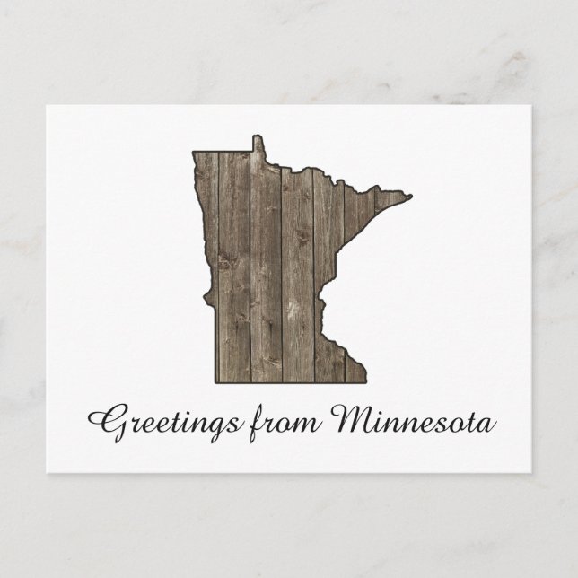 Greetings From Minnesota Country Rustic Wooden Postcard (Front)