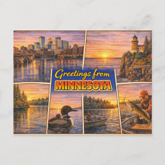 Greetings From Minnesota Postcard