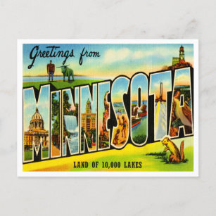 Greetings from Minnesota Vintage Travel Postcard