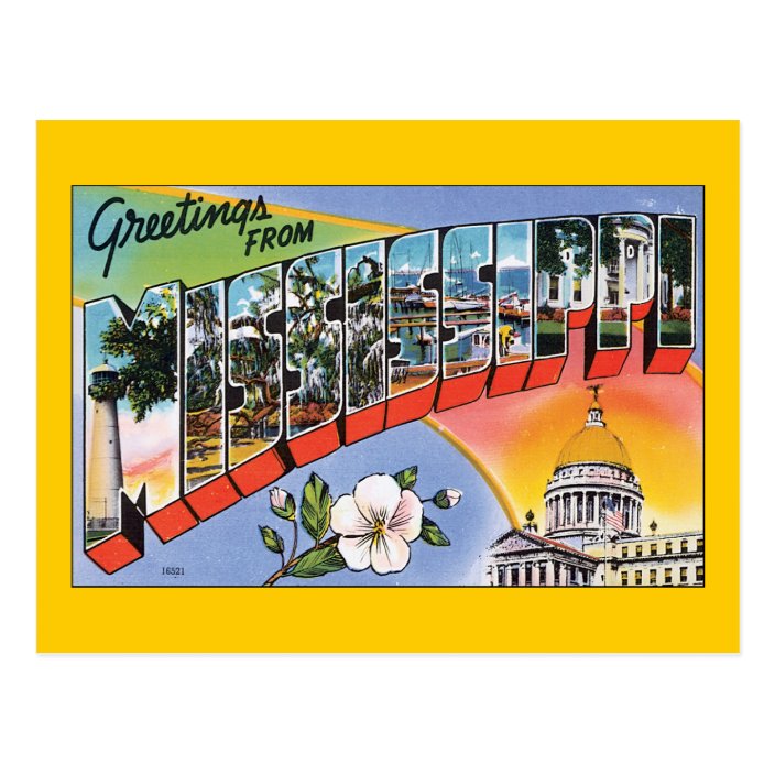 Greetings from Mississippi Postcard | Zazzle.com