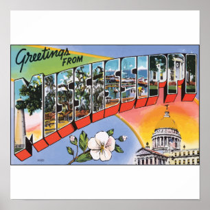 Greetings From Mississippi, Vintage Poster