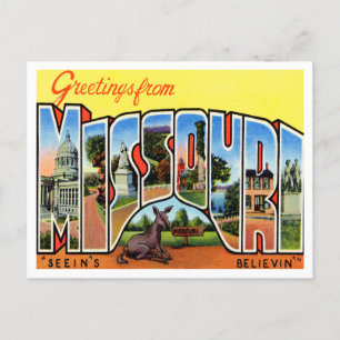 Greetings from Missouri Vintage Travel Postcard