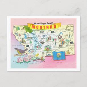 Greetings from Montana vintage state map Postcard