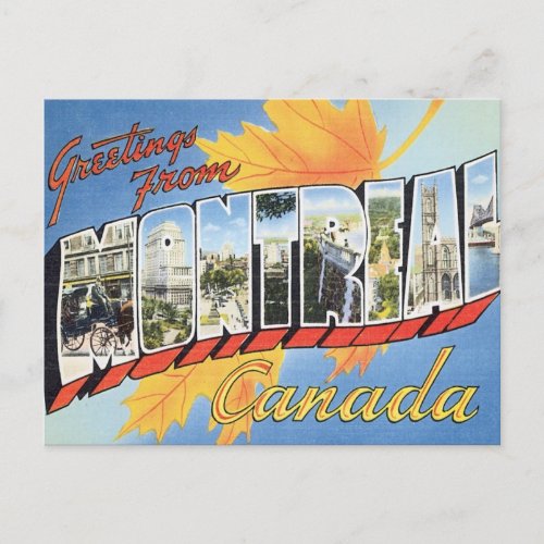 Greetings From Montreal Canada Postcard