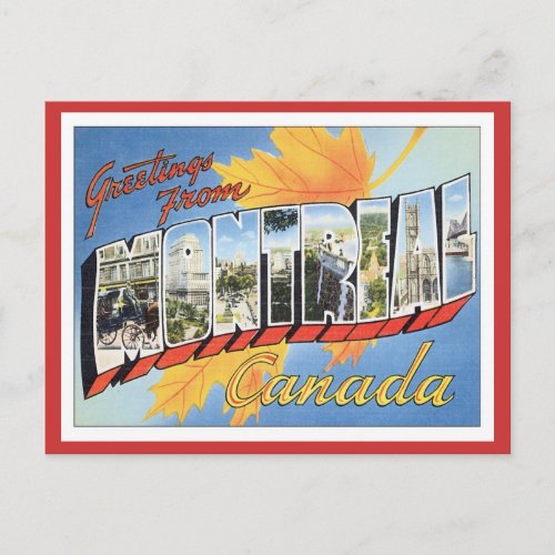 Greetings From Montreal Canada Postcard