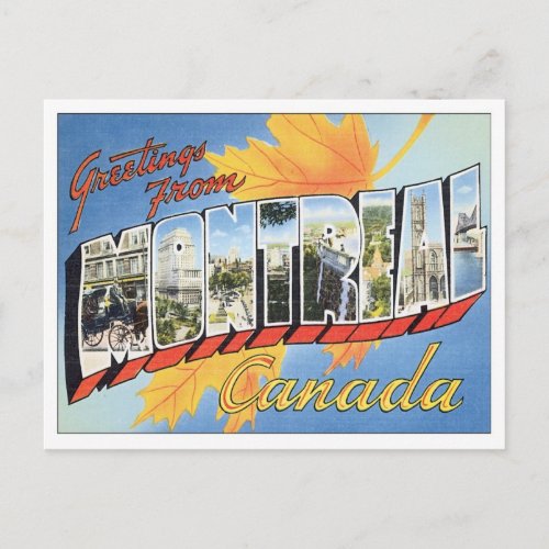 Greetings From Montreal Canada Postcard