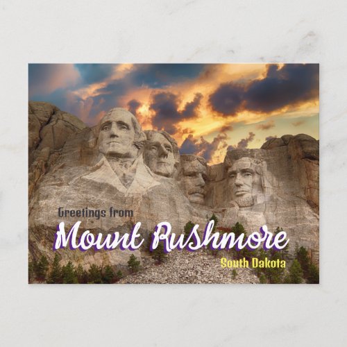 Greetings from Mount Rushmore South Dakota Postcard