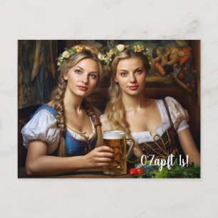 Greetings from Munich! Beer tent atmosphere. Dirnd Postcard