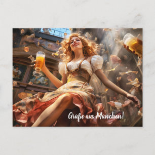 Greetings from Munich! Beer tent atmosphere Postcard