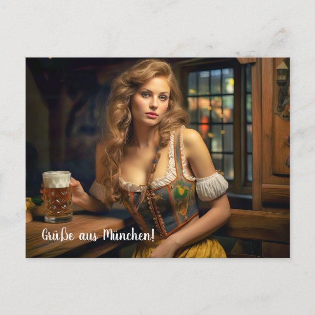 Greetings from Munich! beer tent Postcard (Front)