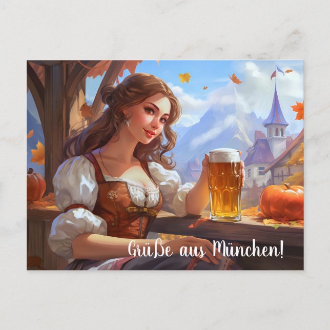 Greetings from Munich! beer tent Postcard (Front)