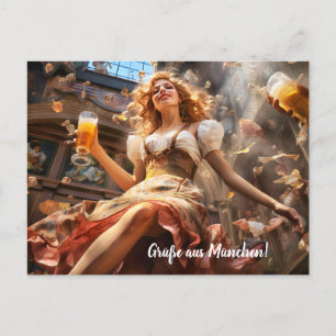 Greetings from Munich! beer tent Postcard