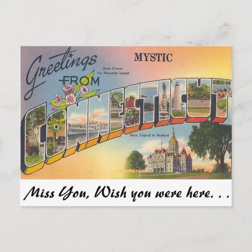 Greetings from mystic Connecticut Postcard