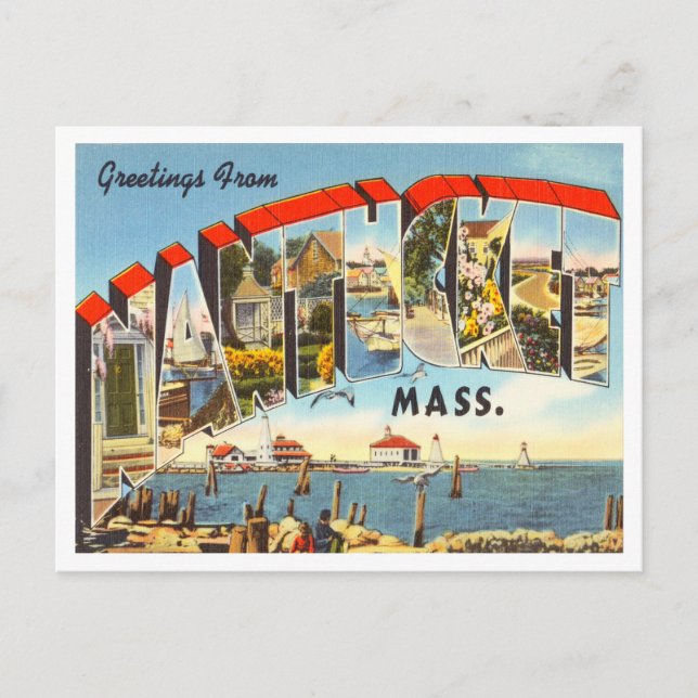 Greetings from Nantucket, Massachusetts Travel Postcard (Front)