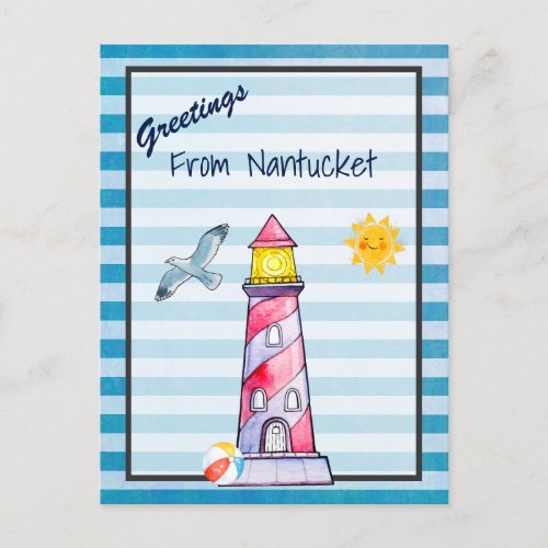 Greetings From Nantuckets Lighthouse Postcard
