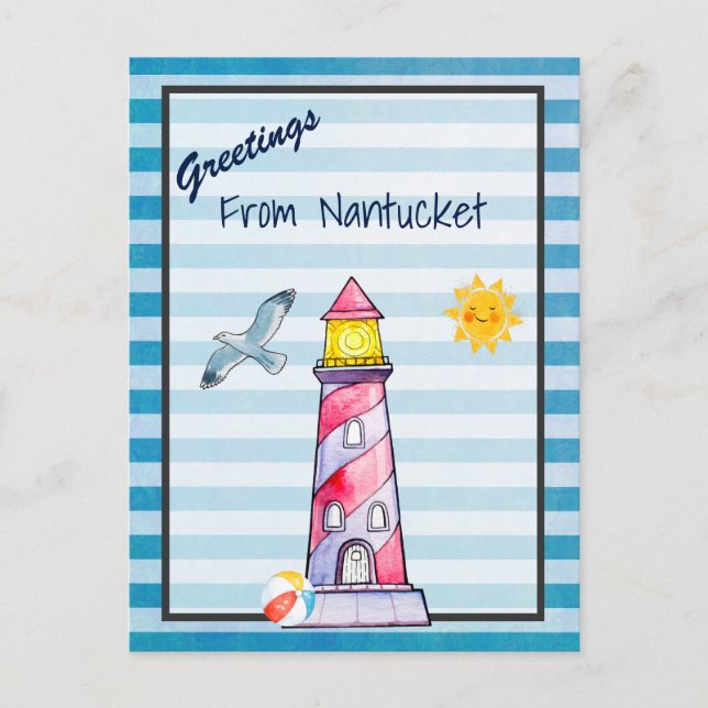 Greetings From Nantuckets Lighthouse Postcard (Front)