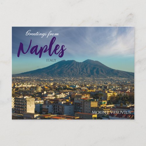 Greetings from Naples Italy Mount Vesuvioius Postcard