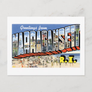 Greetings from Narragansett, Rhode Island! Retro Postcard