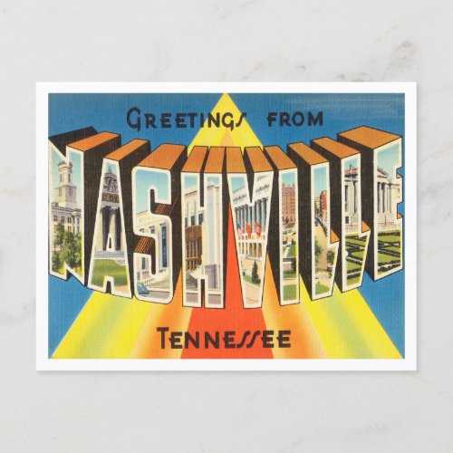Greetings from Nashville Tennessee Vintage Travel Postcard