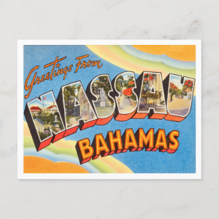 Greetings from Nassau, Bahamas Vintage Travel Postcard