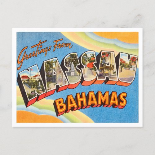 Greetings from Nassau Bahamas Vintage Travel Postcard