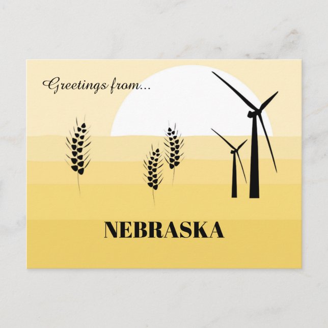 Greetings from Nebraska State Sunny Monochromatic  Postcard (Front)