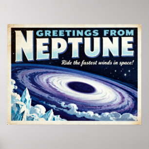 Greetings from Neptune Retro Sci‑Fi Poster