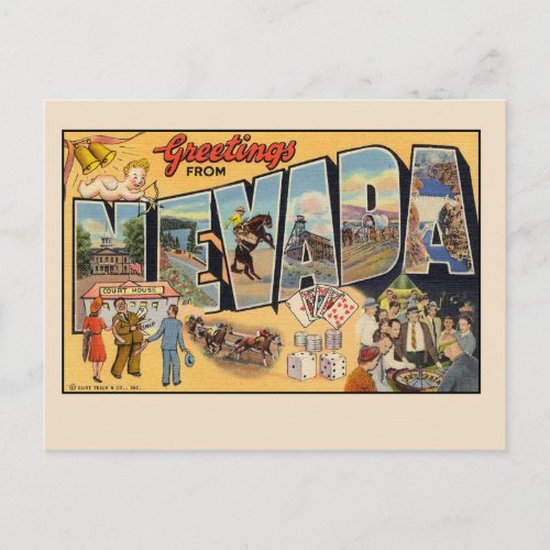 Greetings from Nevada Vintage Postcard