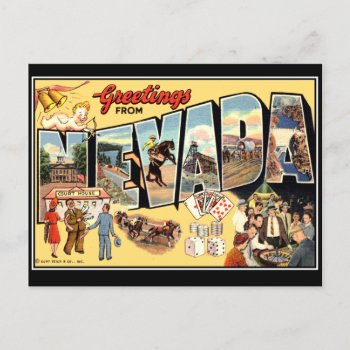 Greetings From Nevada Vintage Postcard by vintagestore at Zazzle