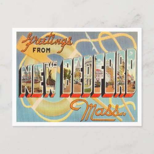 Greetings from New Bedford Massachusetts Travel Postcard