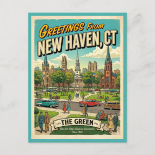 Greetings From New Haven CT Vintage Style Postcard