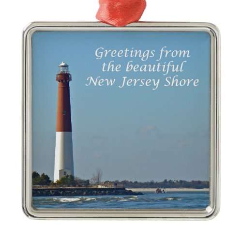 Greetings From New Jersey - Barnegat Light Metal Ornament