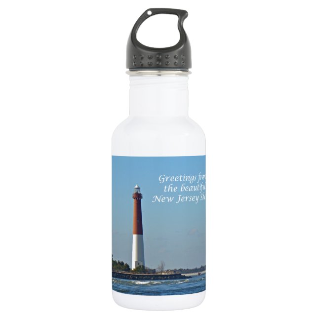 Greetings From New Jersey - Barnegat Light Water Bottle (Front)