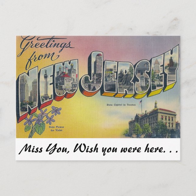 Greetings from New Jersey Postcard (Front)