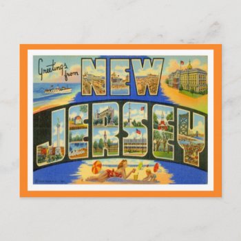 Greetings From New Jersey Postcard by Trendshop at Zazzle