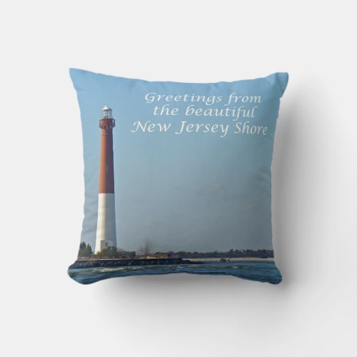Greetings From New Jersey Shore _ Barnegat Light Throw Pillow
