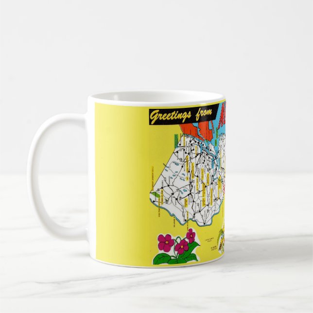 Greetings From New Jersey Vintage Map Mug (Left)