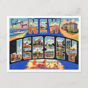 Greetings from New Jersey Vintage Travel Postcard