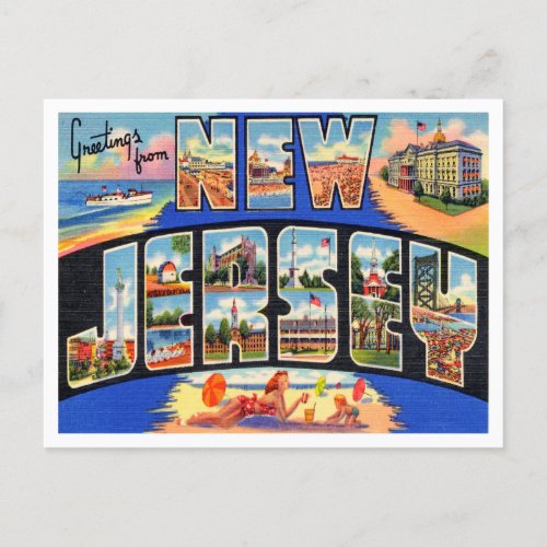 Greetings from New Jersey Vintage Travel Postcard