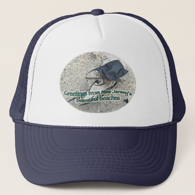 Greetings From New Jersey's Beautiful Beaches Trucker Hat (Front)