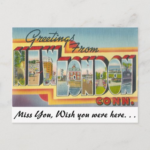 Greetings from New London Connecticut Postcard