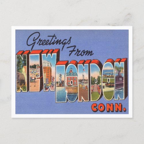 Greetings from New London Connecticut Travel Postcard