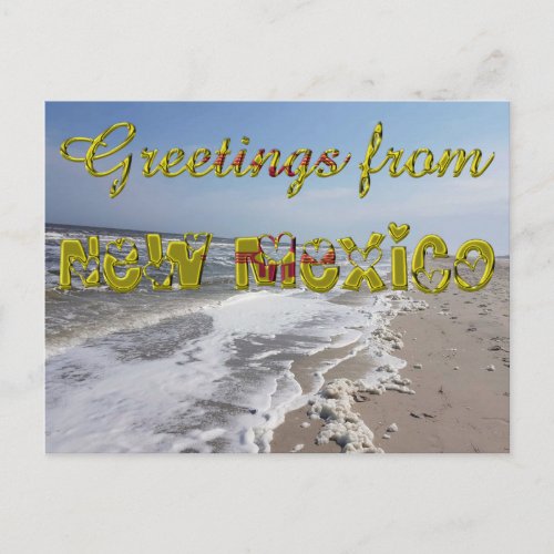 Greetings from New Mexico State Flag Hearts USA Postcard