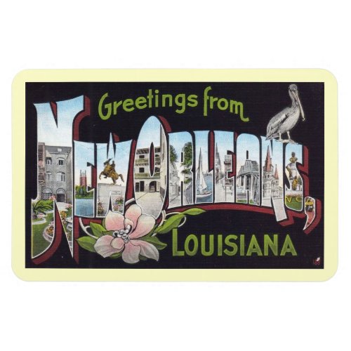 Greetings from New Orleans Louisiana Vintage Post Magnet