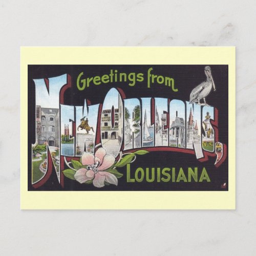 Greetings from New Orleans Louisiana Vintage Postcard